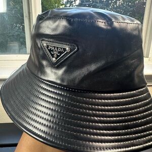 Prada Shiny Black Leather Hat